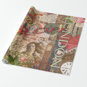 Europe Travel Vintage European Paris France Art Wrapping Paper