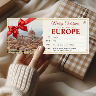Europe Trip Christmas Reveal Gift Ticket Card