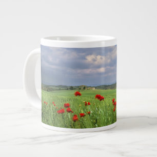 Europe, Tuscany, Poggiolo. Red poppies sway Large Coffee Mug