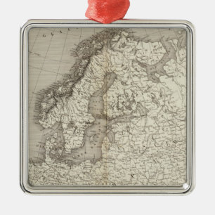 Europe uncolored map metal tree decoration