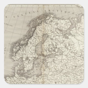 Europe uncolored map square sticker