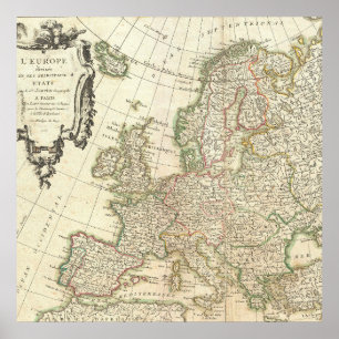 Europe Vintage Map Poster