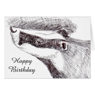 European Badger Birthday Card (a456)