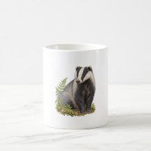 European Badger Gift with Bluebells and Ferns