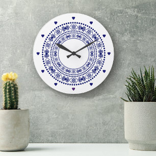 European Blue Country Chic Large Clock