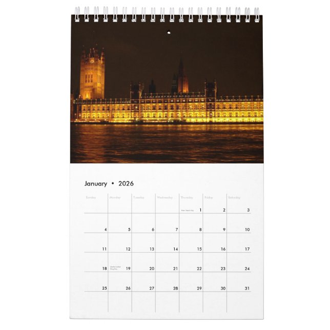 European Capitals Calendar (Jan 2026)
