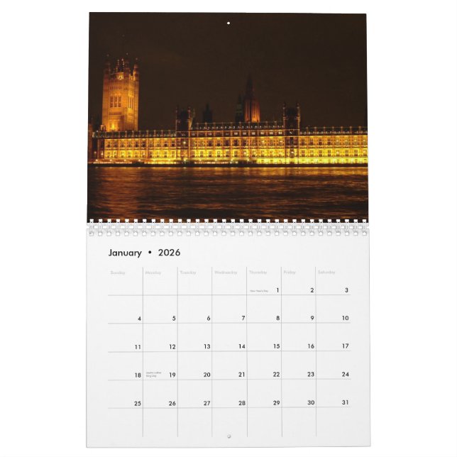 European Capitals Calendar (Jan 2026)