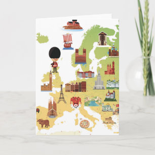 European Cartoon Map Card