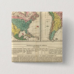 European Discovery of America Atlas Map 15 Cm Square Badge