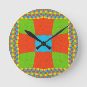 European ethnic tribal pattern round clock