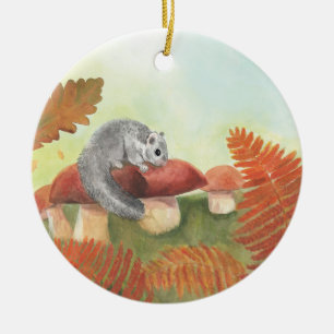 European Fat Dormouse (Glis glis) in Nature Ceramic Ornament