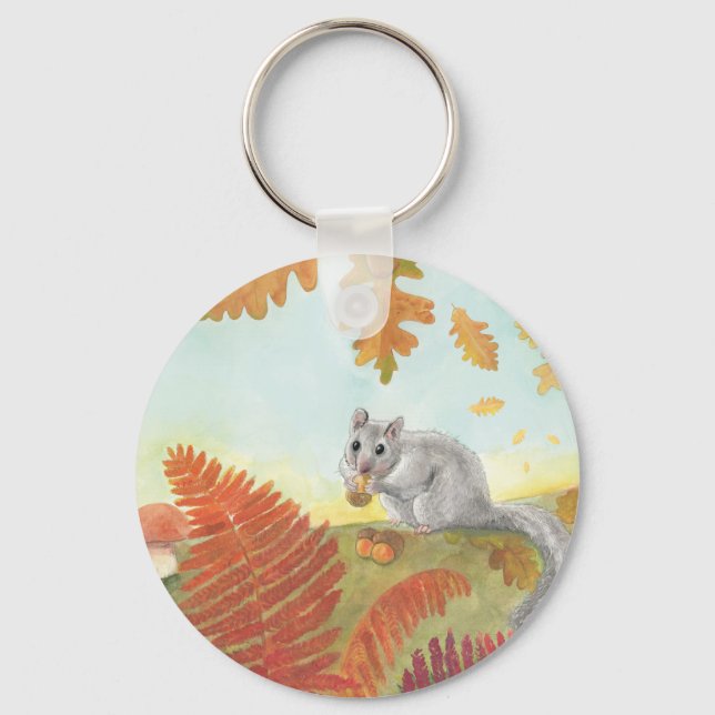 European Fat Dormouse (Glis glis) in Nature  Key Ring (Front)