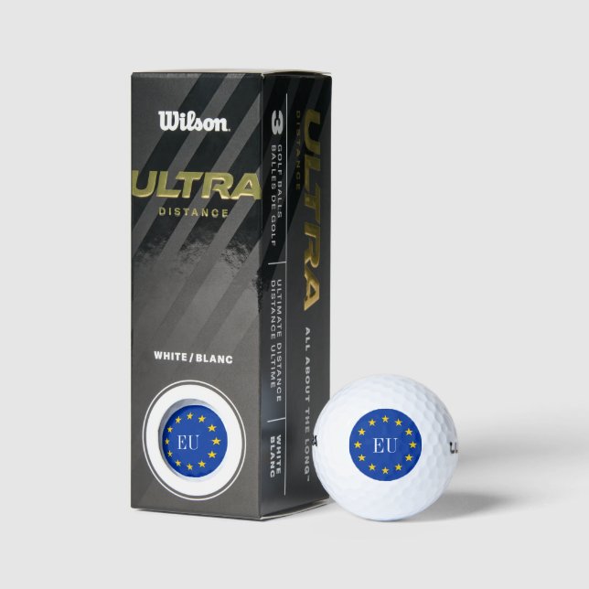 European flag golf ball set with custom EU letters (Packaging)