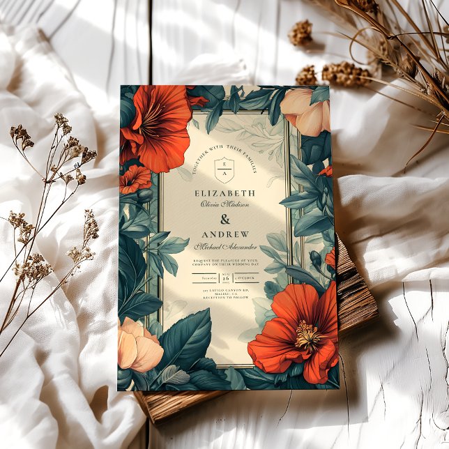 European Floral Wedding Art Nouveau Invitation (Creator Uploaded)