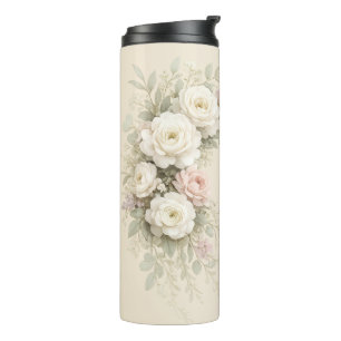 European Garden Floral Artwork Thermal Tumbler