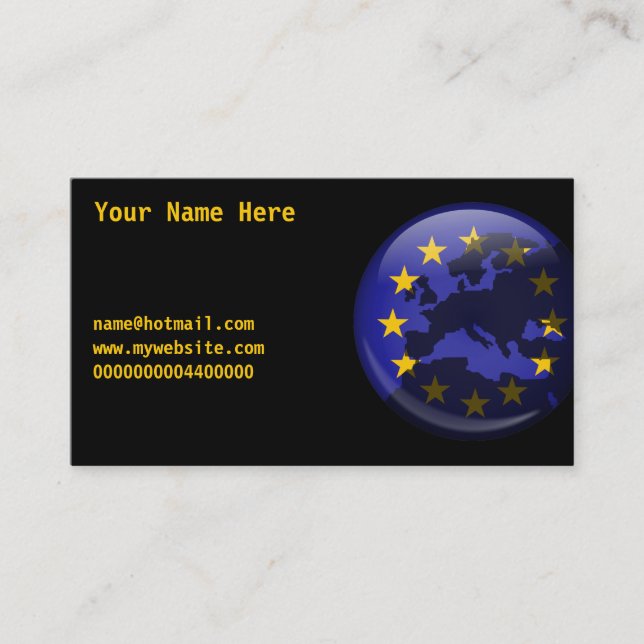 European Globe, Your Name Here, Business Card (Front)