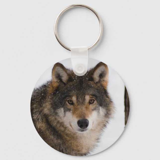 European grey wolf key ring (Front)