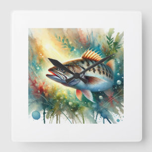 European hake 050824AREF115 - Watercolor Square Wall Clock
