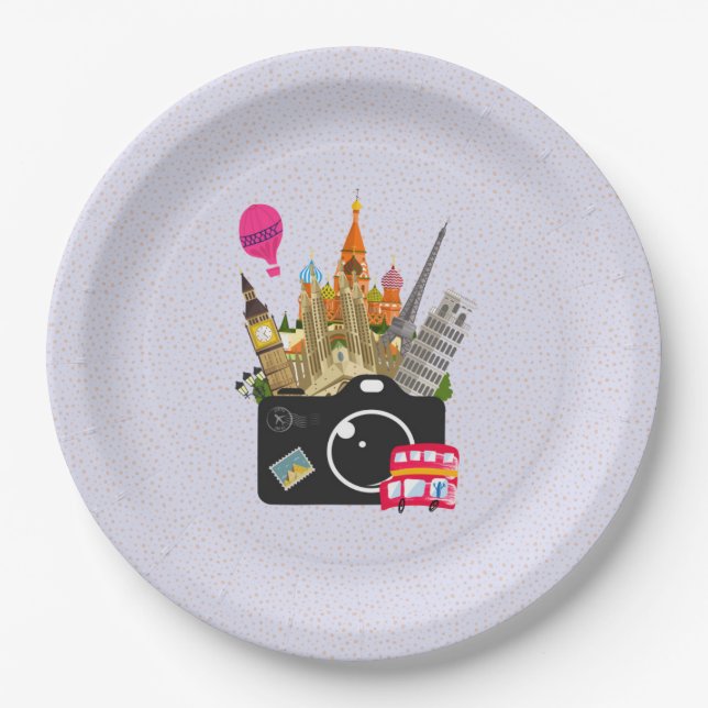 European Landmarks with a Camera Paper Plate (Front)