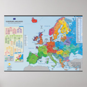 "European languages" : Carte des langues d'Europe Poster