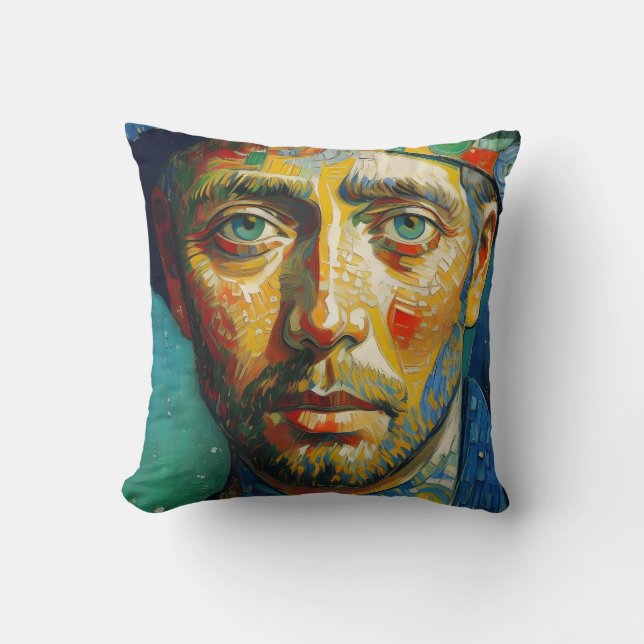 European Man Portrait Painting Cushion (Front)