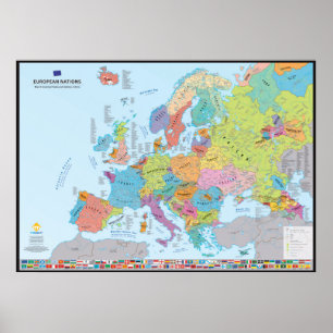 European Nations Carte des Nations (en anglais) Poster