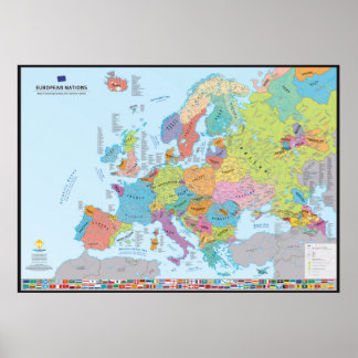 European Nations Carte des Nations (en anglais) Poster