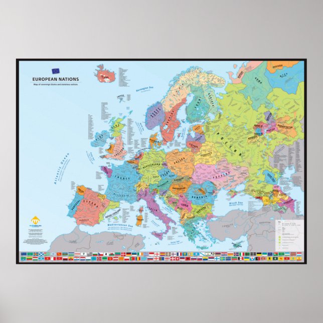 European Nations Carte des Nations (en anglais) Poster (Front)