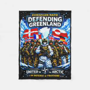 European Nato Defending Greenland Anti Trump Polic Fleece Blanket