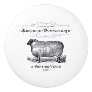 European "Old World" Ceramic Knob and Pull - Sheep