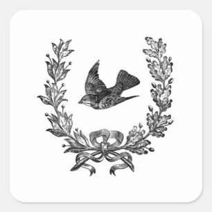 European "Old World" Stickers - Bird/Wreath