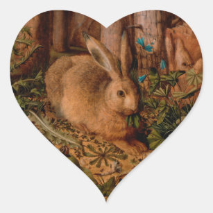 European Painting Rabbit Year 2023 Heart Sticker