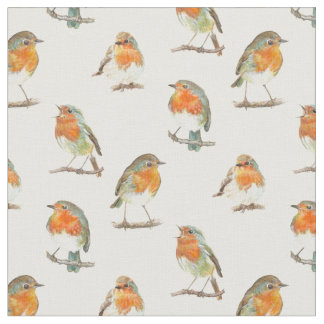European red robin bird design. fabric