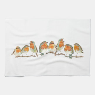European red robin bird design. tea towel