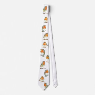 European red robin bird design. tie