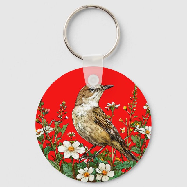 European reed warbler bird key ring (Front)