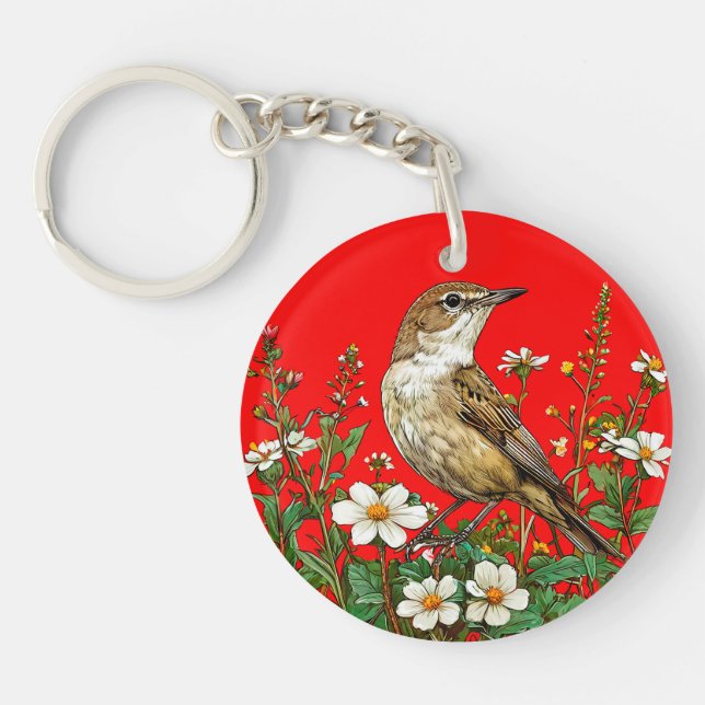 European reed warbler bird key ring (Front)