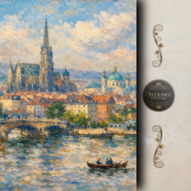 European River Cityscape Decoupage Tissue Paper (European River Cityscape Decoupage Tissue Paper)