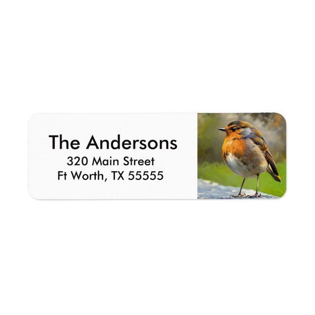 European Robin Art Return Address Labels (Front)