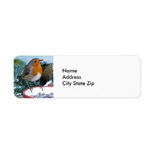 European Robin Feeder Photo Return Address Label