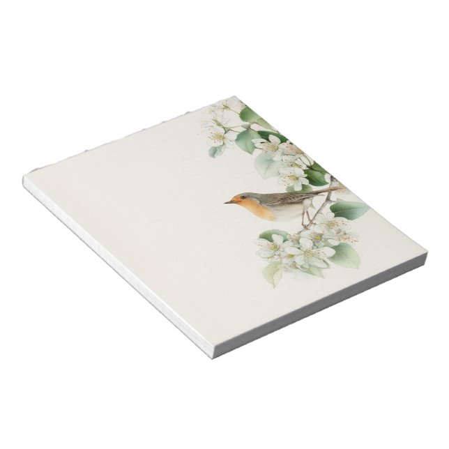 European Robin & Hawthorn – Editable Botanical Wed Notepad (Angled)