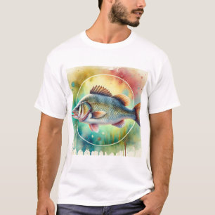 European sea bass 010824AREF109 - Watercolor T-Shirt