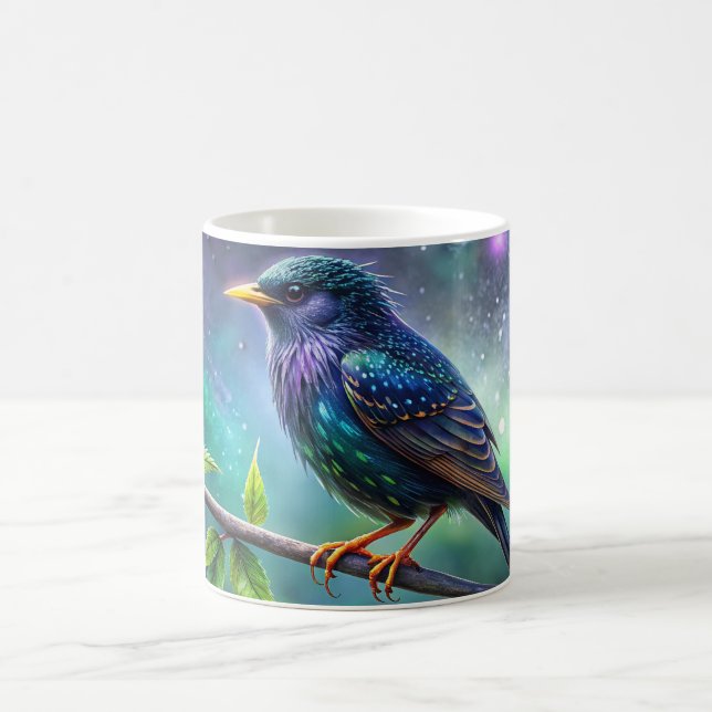 European Starling Bird Illustration Ceramic Mug  (Center)