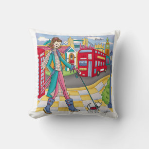 European Travel Girl in London Personalised Cushion