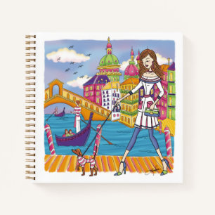 European Travel Girl in Venice Notebook