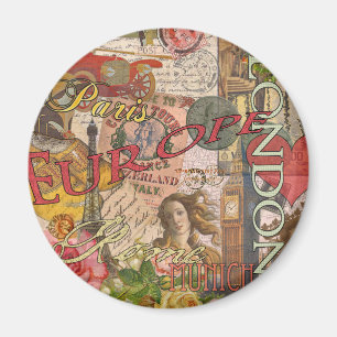 European Travel Print Art London Rome Paris Magnet