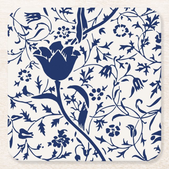 European Tulip Floral Tile Square Paper Coaster (Front)