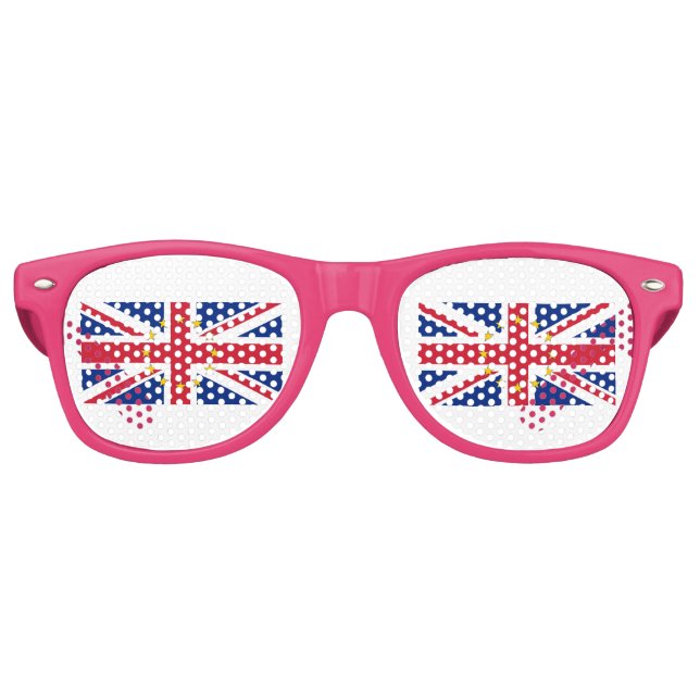 European UK United Kingdom Britain Union Jack Flag Retro Sunglasses (Front)