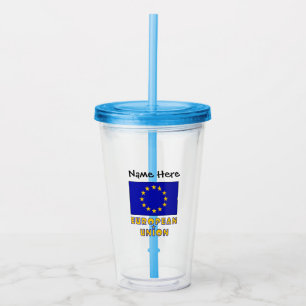 European Union and EU Flag Personalised  Acrylic Tumbler