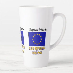 European Union and EU Flag Personalised  Latte Mug